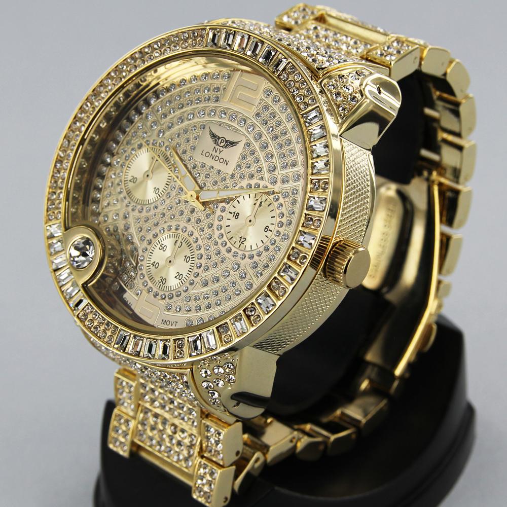 NY London Silver Crystals watch gold - Shop-Tetuan