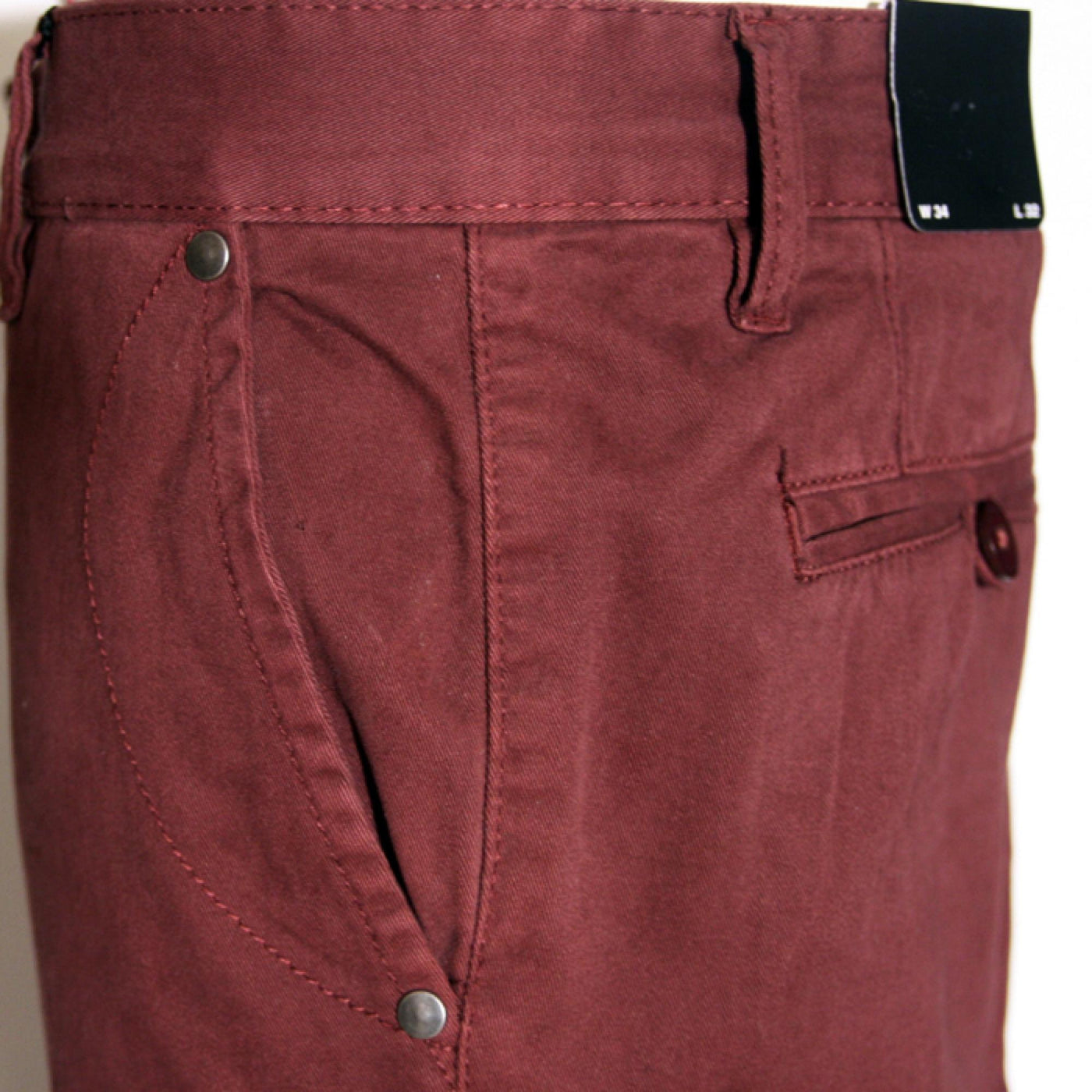 Solid Mak BD chino pants wine red - Shop-Tetuan