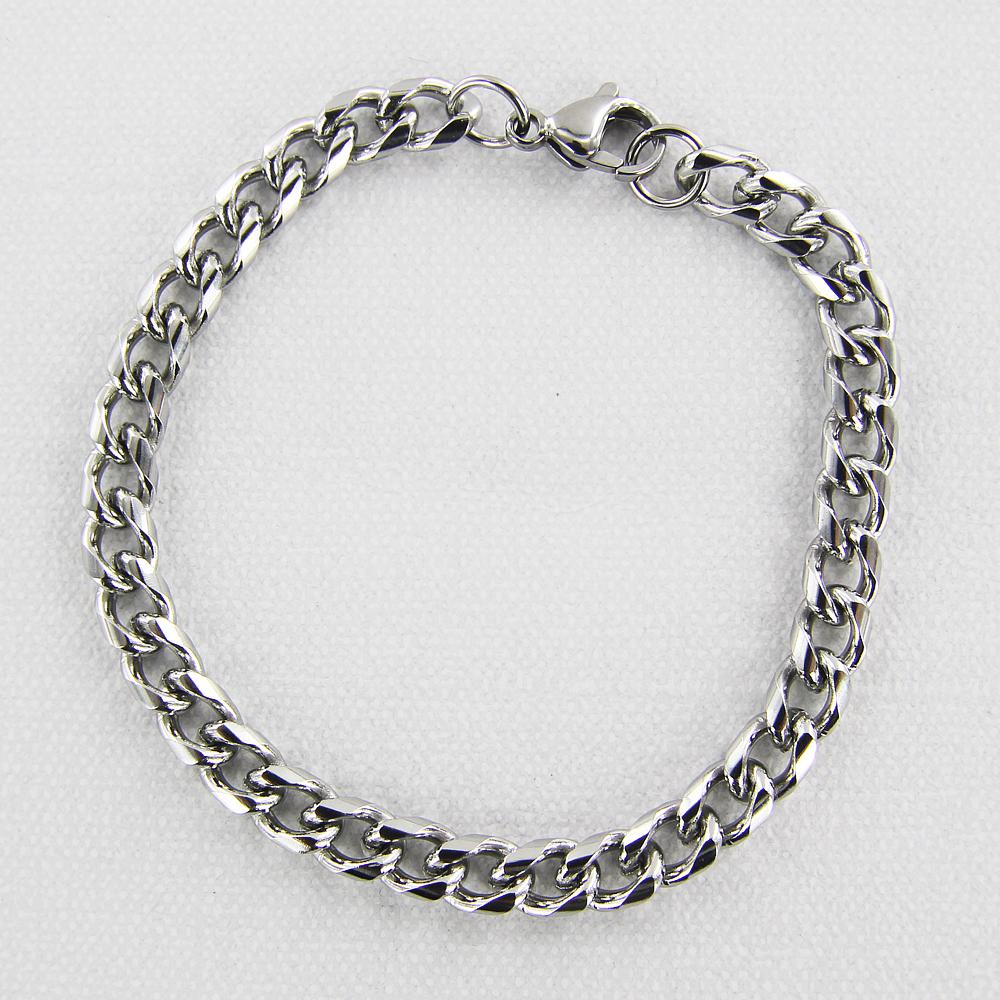 Cuban Link Chain Bracelets Stainless Steel 19cm/6mm steel - Shop-Tetuan