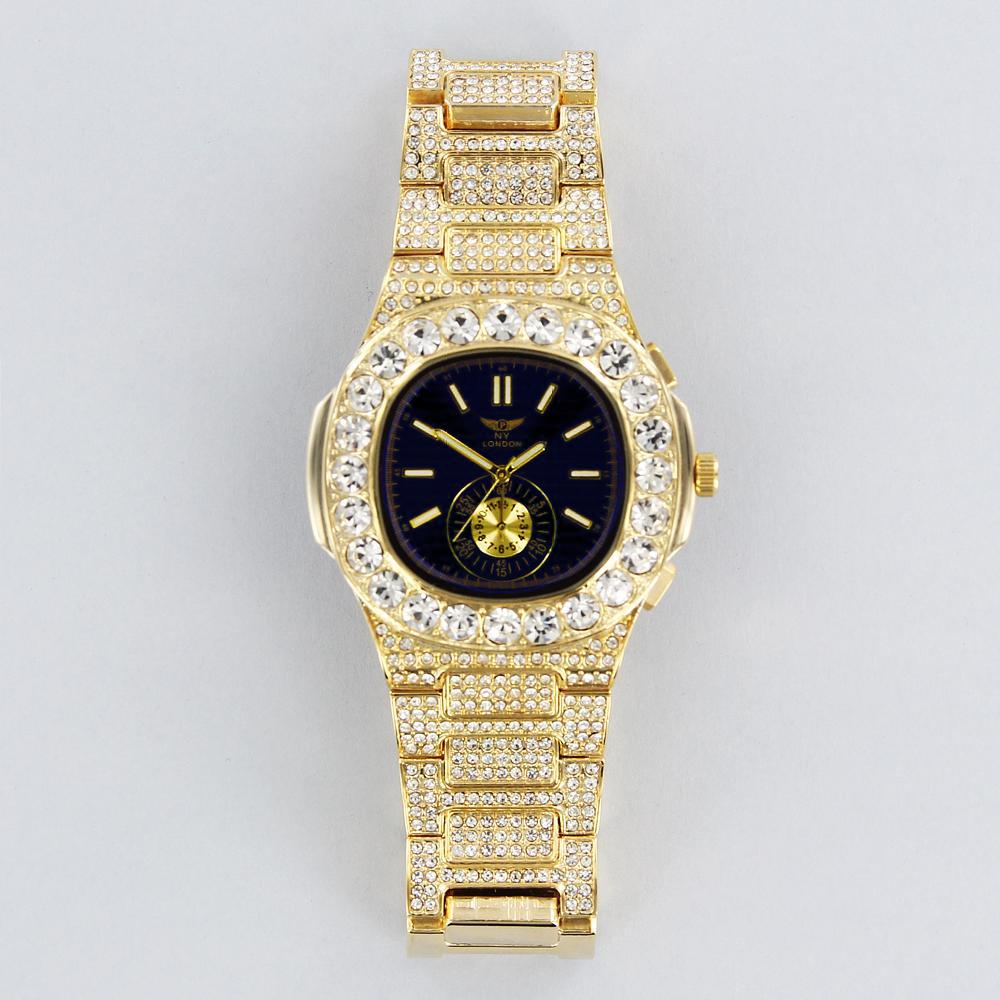 NY London diamante metal bracelet watch gold/black - Shop-Tetuan