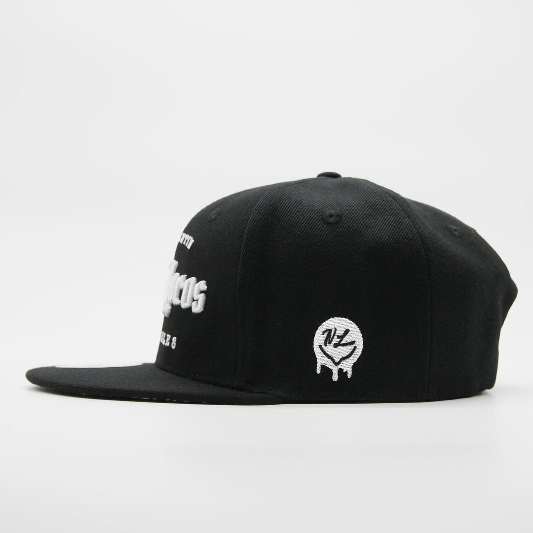 Naughty League San Quentin Vatos Locos Old English Logo snapback black - Shop-Tetuan