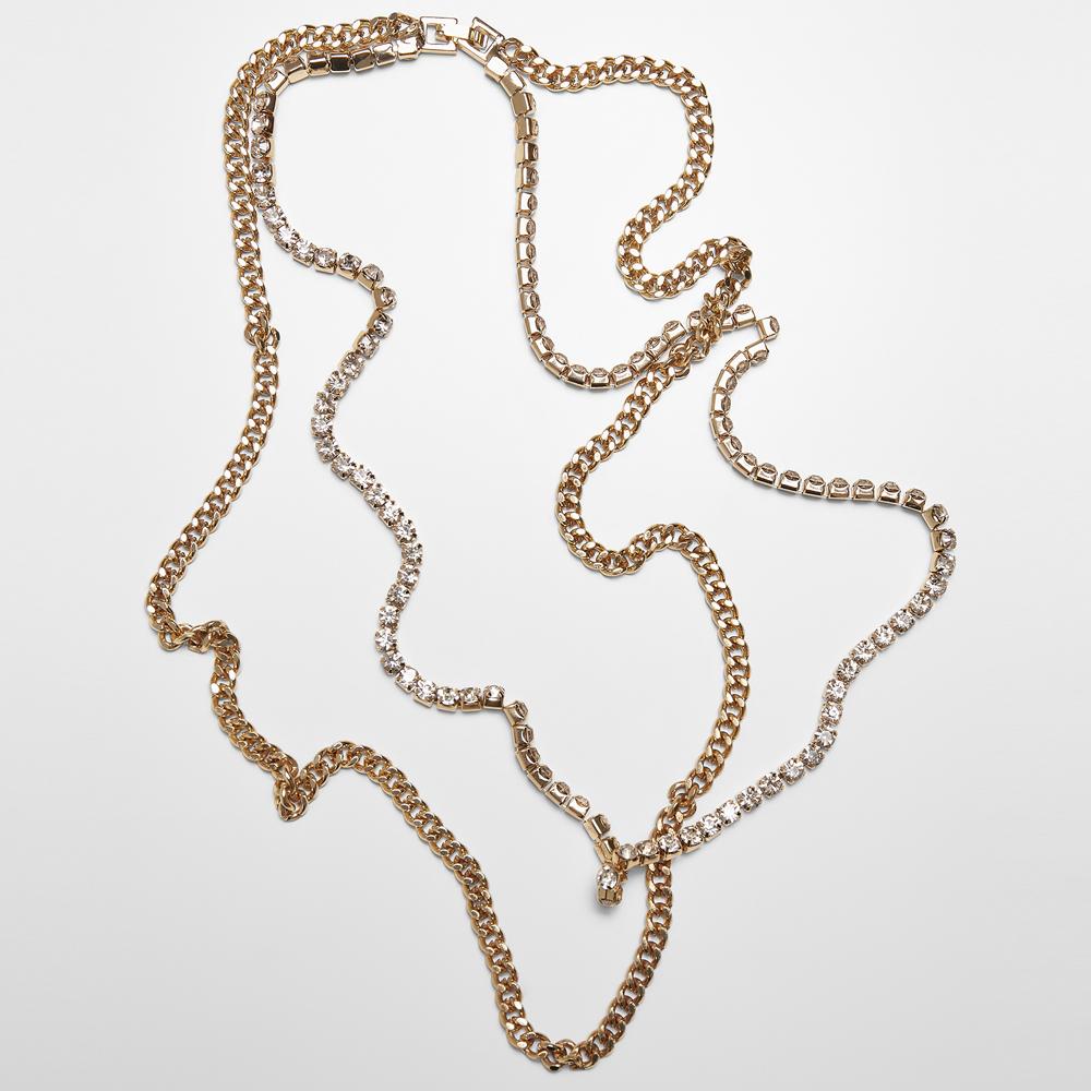 Urban Classics Double Layer Diamond Necklace gold