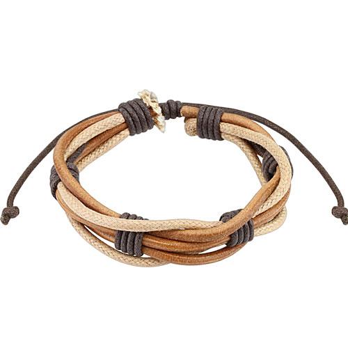 Multi String Leather Bracelet with Drawstrings Brown - Shop-Tetuan