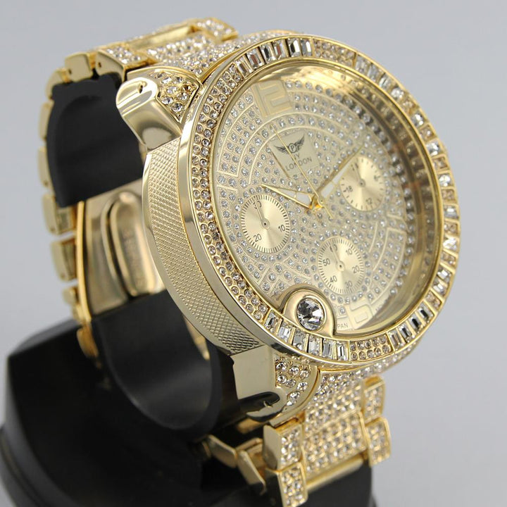 NY London Silver Crystals watch gold - Shop-Tetuan