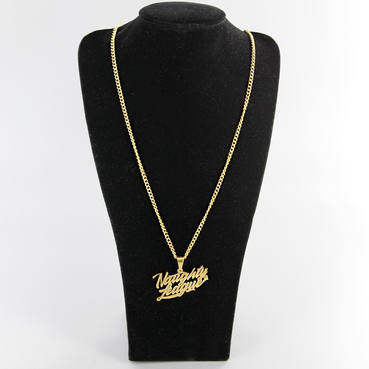 Naughty League Branded Logo Necklace steel/gold