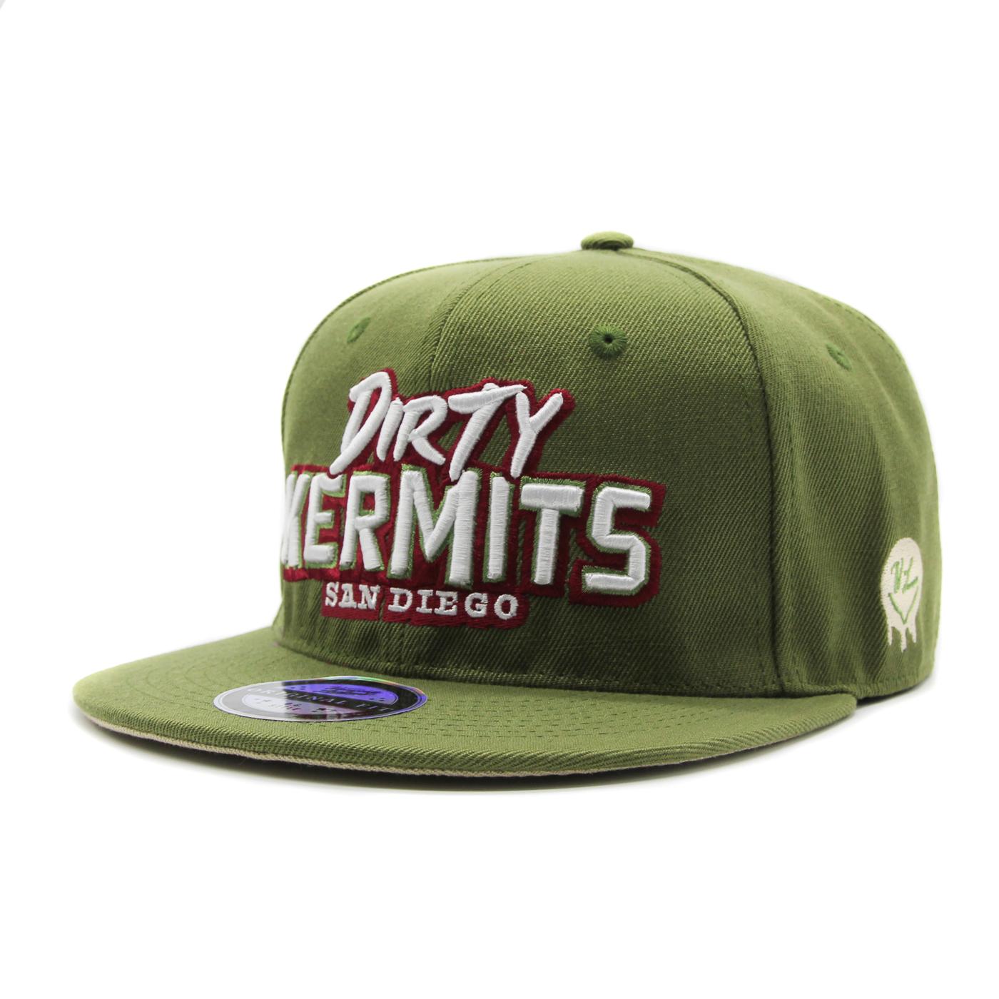 Naughty League San Diego Dirty Kermits Text Logo snapback olive - Shop-Tetuan