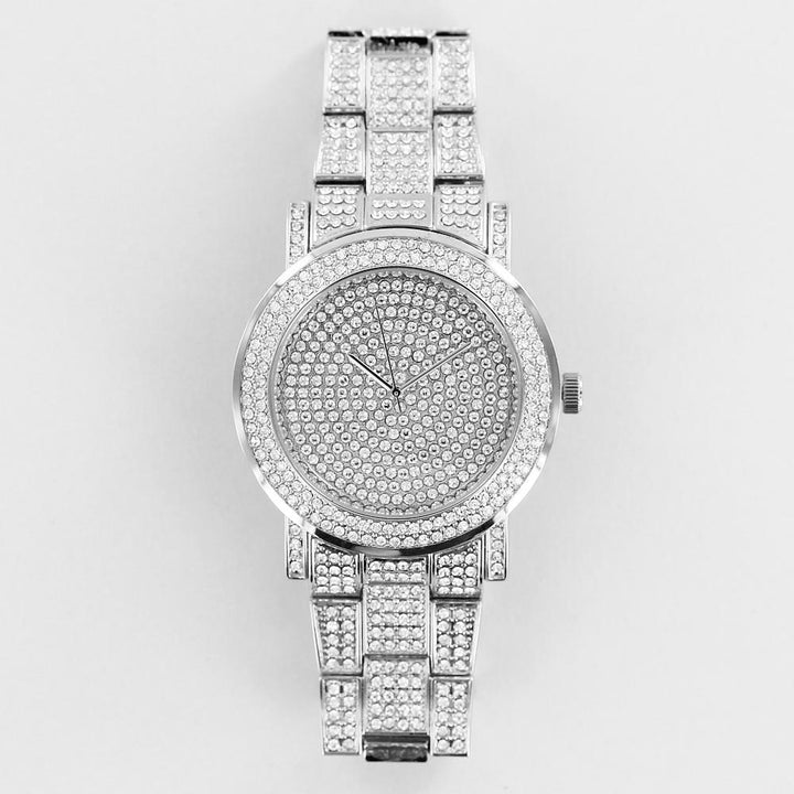NY London Mens Classic Bling Crystals Dial Fashion Watch silver - Shop-Tetuan