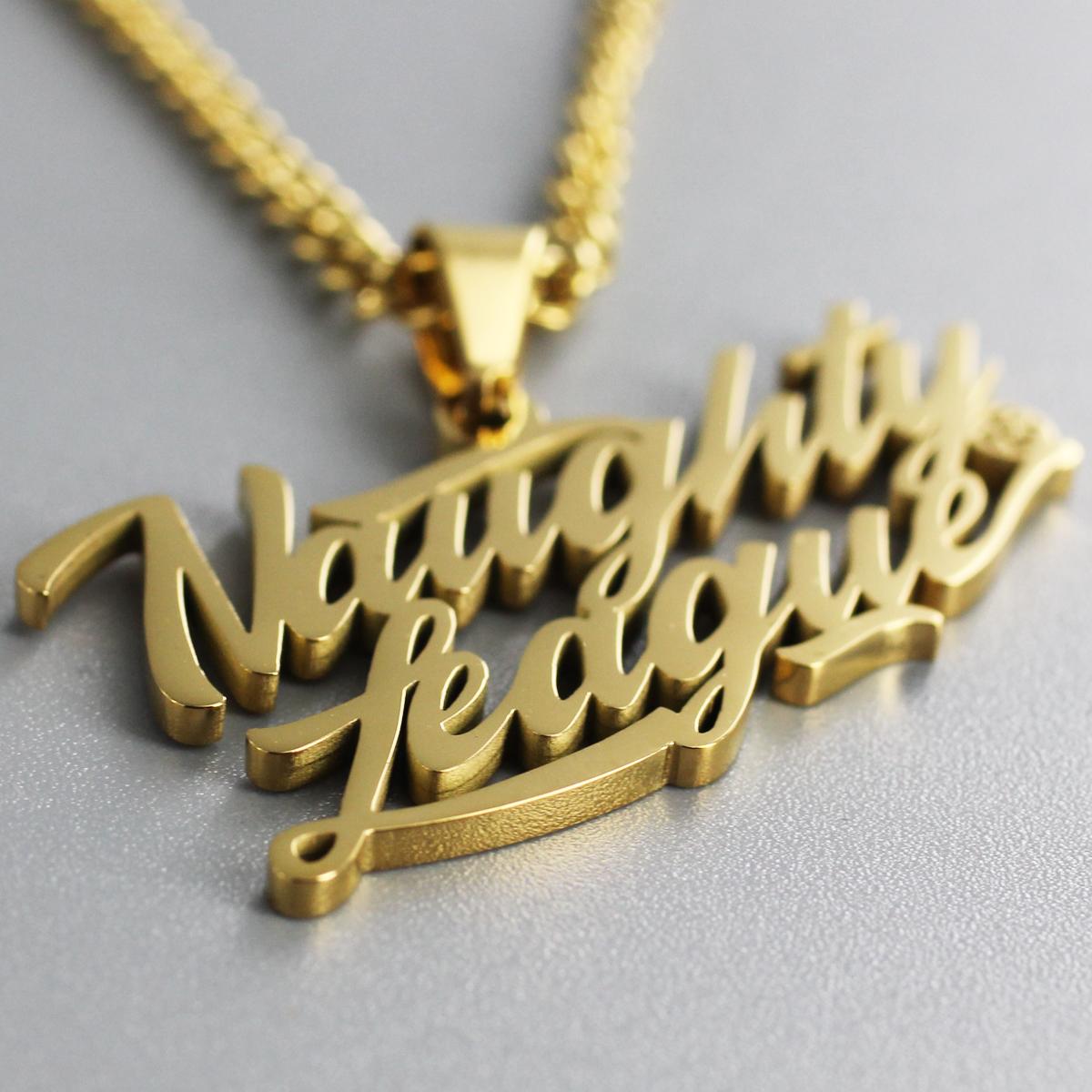 Naughty League Branded Logo Necklace steel/gold