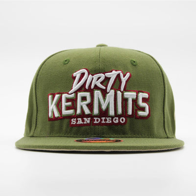 Naughty League San Diego Dirty Kermits Text Logo fitted olive - Shop-Tetuan