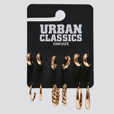 Urban Classics Small Hoop Earrings 6-Pack gold