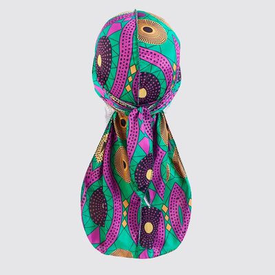 African Pattern Silky Du-Rag purple - Shop-Tetuan