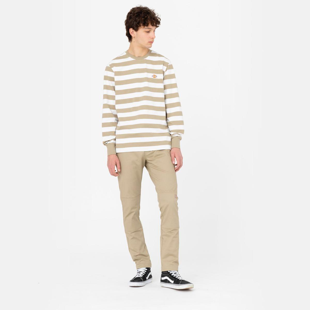 Dickies Rivergrove tee l/s khaki/white - Shop-Tetuan