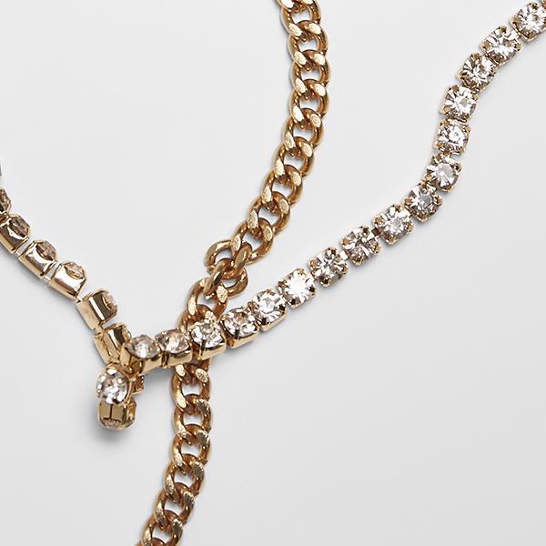 Urban Classics Double Layer Diamond Necklace gold