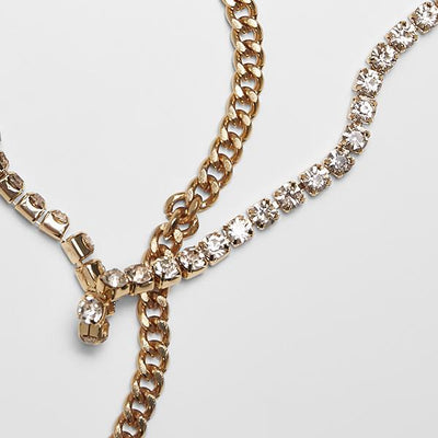 Urban Classics Double Layer Diamond Necklace gold