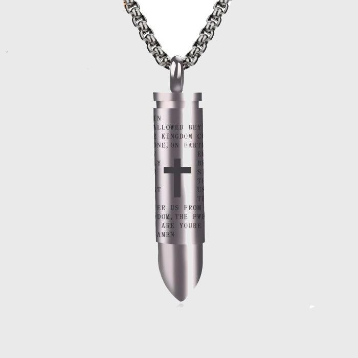 Openable Bullet With Cross Necklace steel - Shop-Tetuan