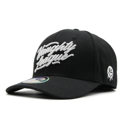 Naughty League Branded Logo Curved stretch fitted black/white - Shop-Tetuan