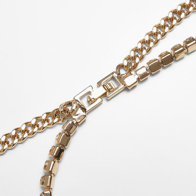 Urban Classics Double Layer Diamond Necklace gold