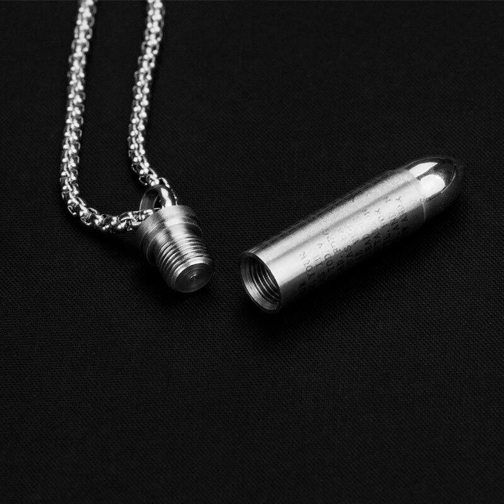 Openable Bullet With Cross Necklace steel - Shop-Tetuan