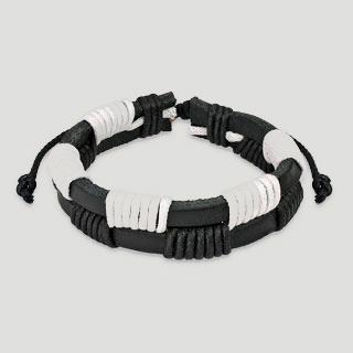 Black & White Leather Bracelet with Zig-Zag Shocker Knots - Shop-Tetuan