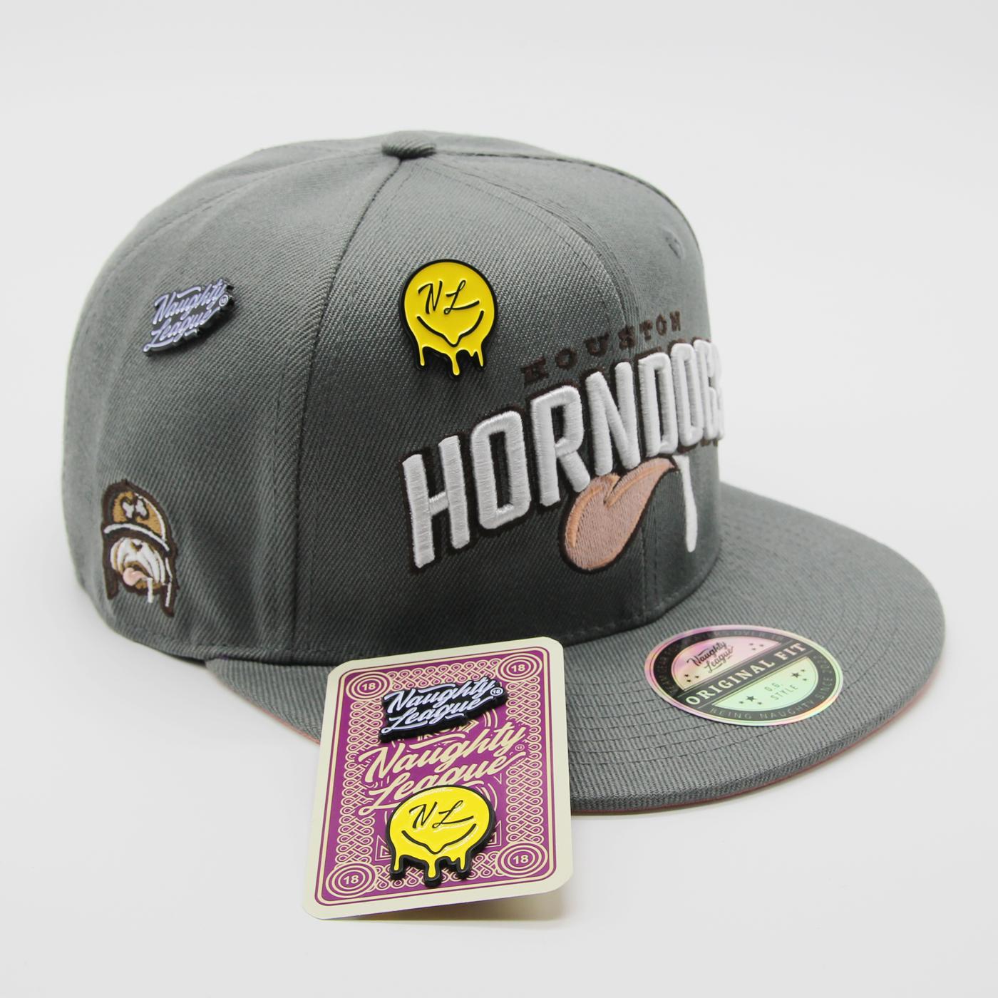 Naughty League Houston Horndogs Text Logo fitted grey - Shop-Tetuan