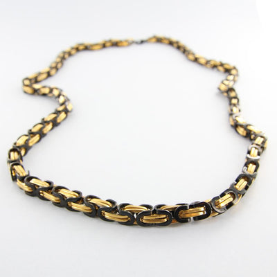 Oval U Link chain Necklace stainless steel gold/black - Shop-Tetuan