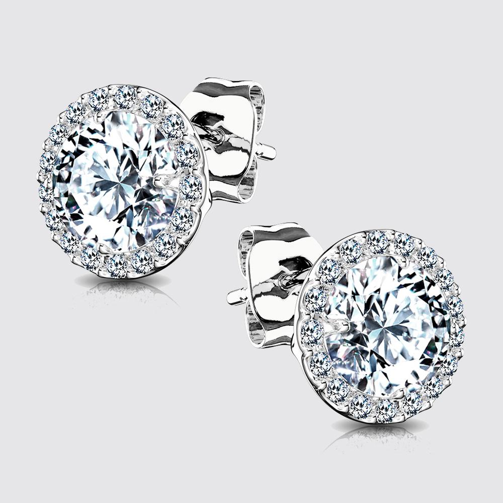 Pair of .925 Sterling Silver Stud Earrings clear - Shop-Tetuan
