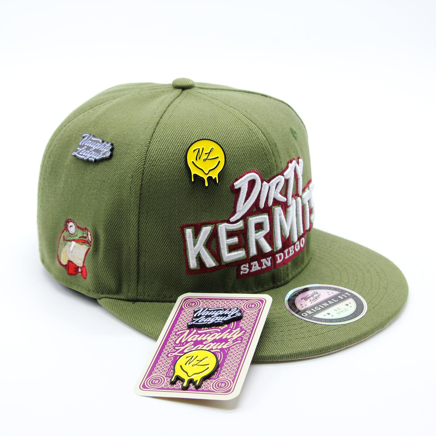 Naughty League San Diego Dirty Kermits Text Logo snapback olive - Shop-Tetuan