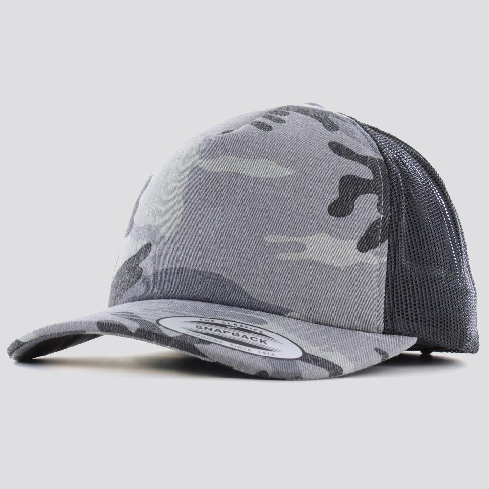 The Classics Yupoong Camo Trucker cap dark camo/blk - Shop-Tetuan