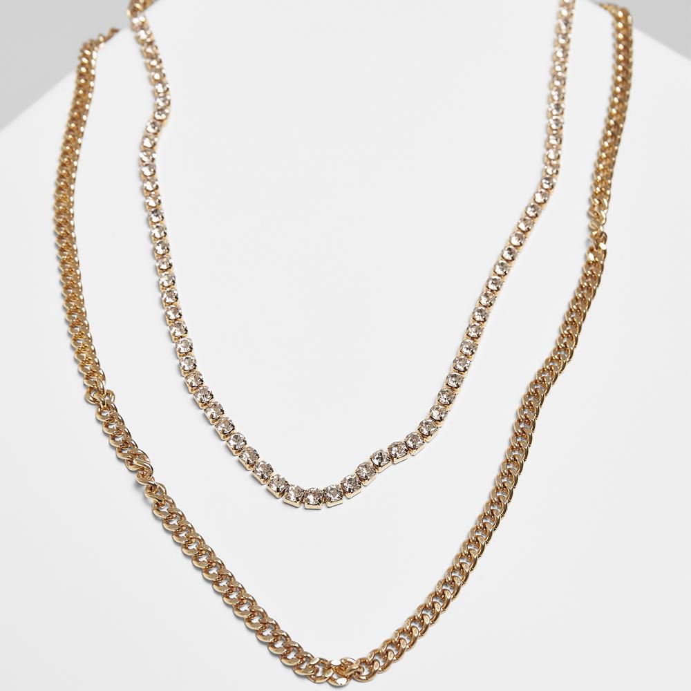 Urban Classics Double Layer Diamond Necklace gold