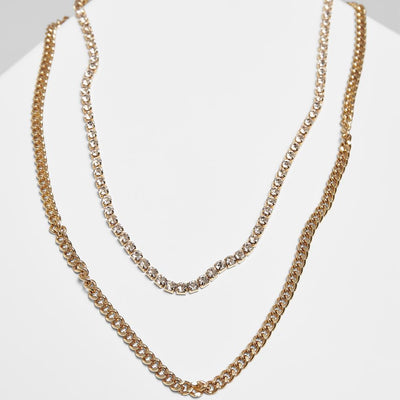 Urban Classics Double Layer Diamond Necklace gold