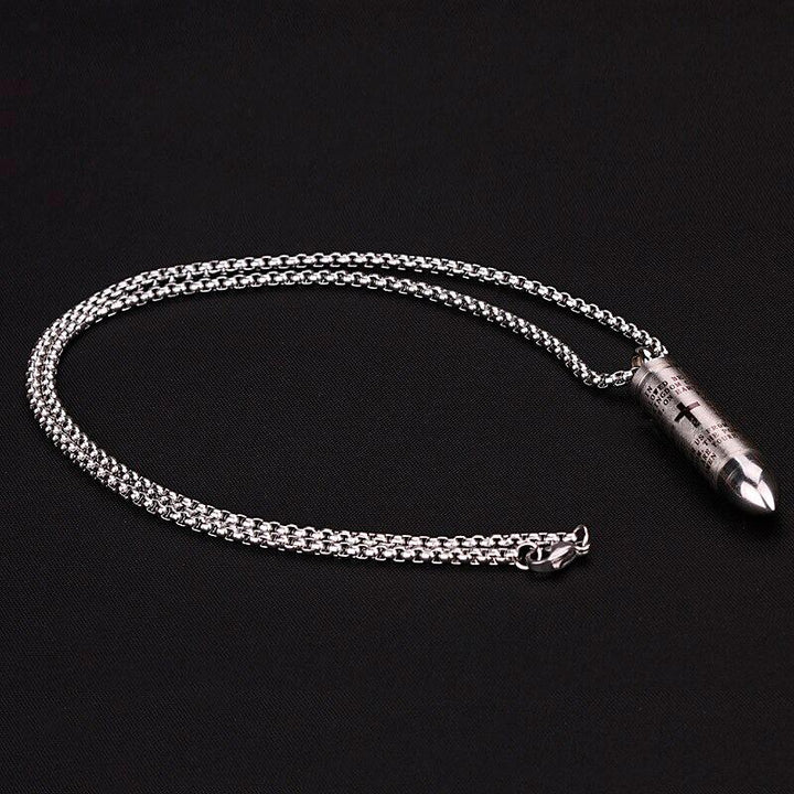 Openable Bullet With Cross Necklace steel - Shop-Tetuan