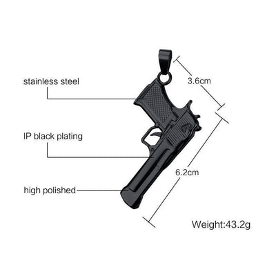 Handgun Necklace steel/black - Shop-Tetuan